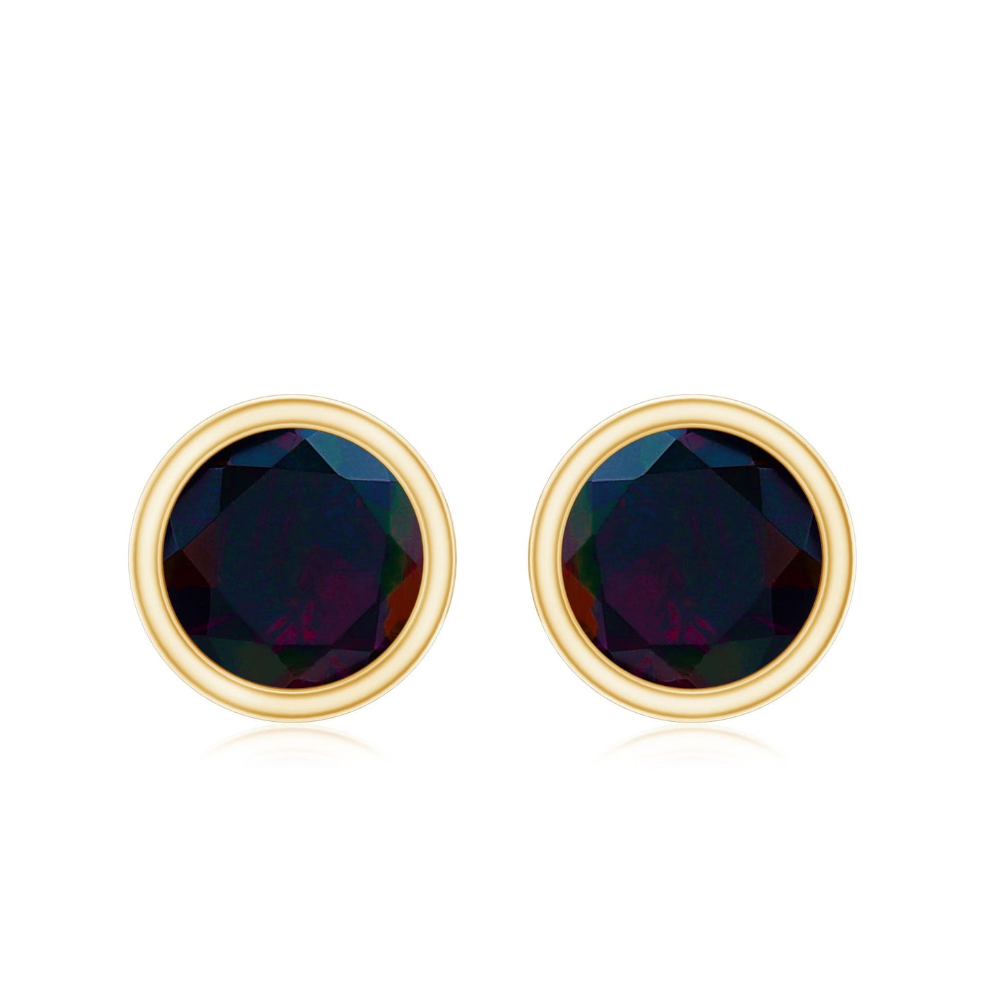 Natural October Birthstone Black Opal Earrings with Screw Back