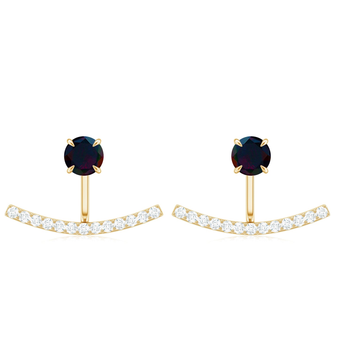 Classic Jacket Earrings with Black Opal and Diamond