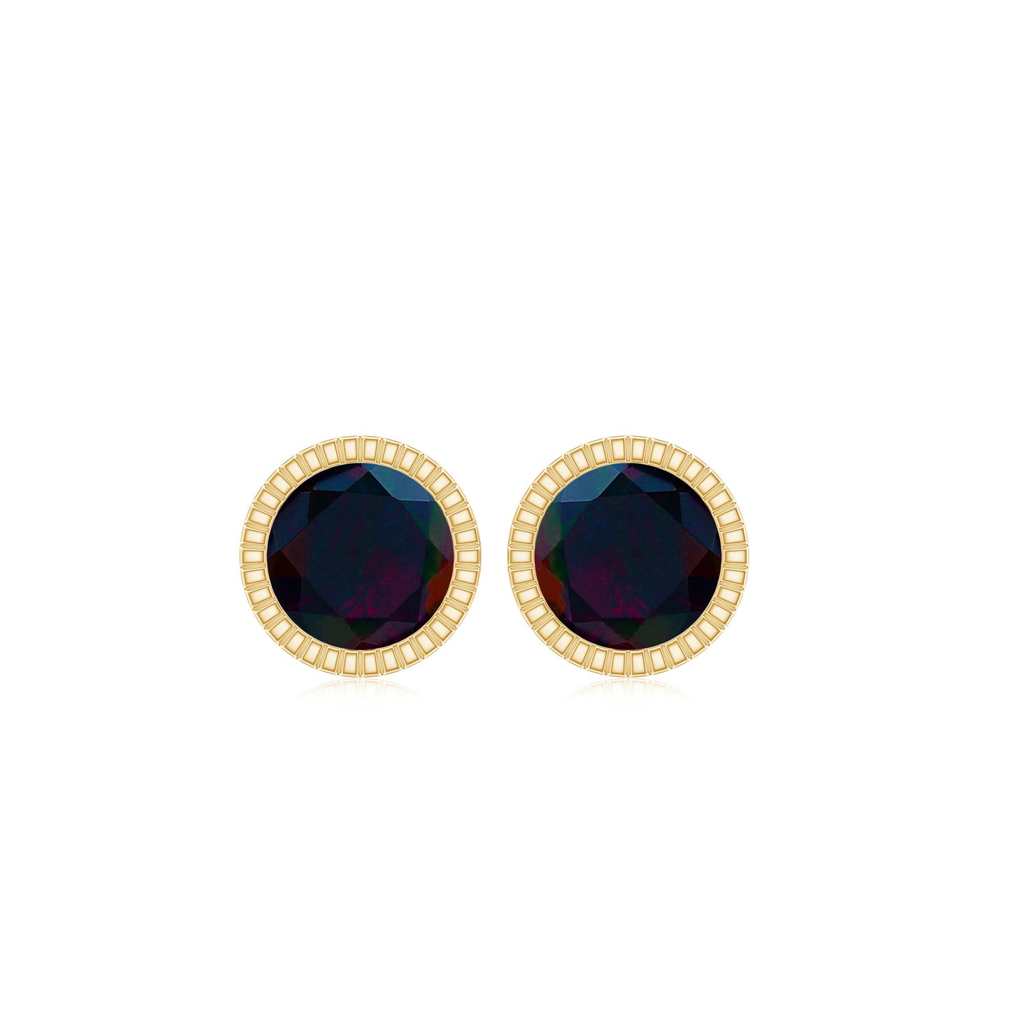 Natural Black Opal October Birthstone Earrings with Screw Back