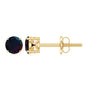 0.9 Carat Round Shaped Black Opal Solitaire Stud Earrings