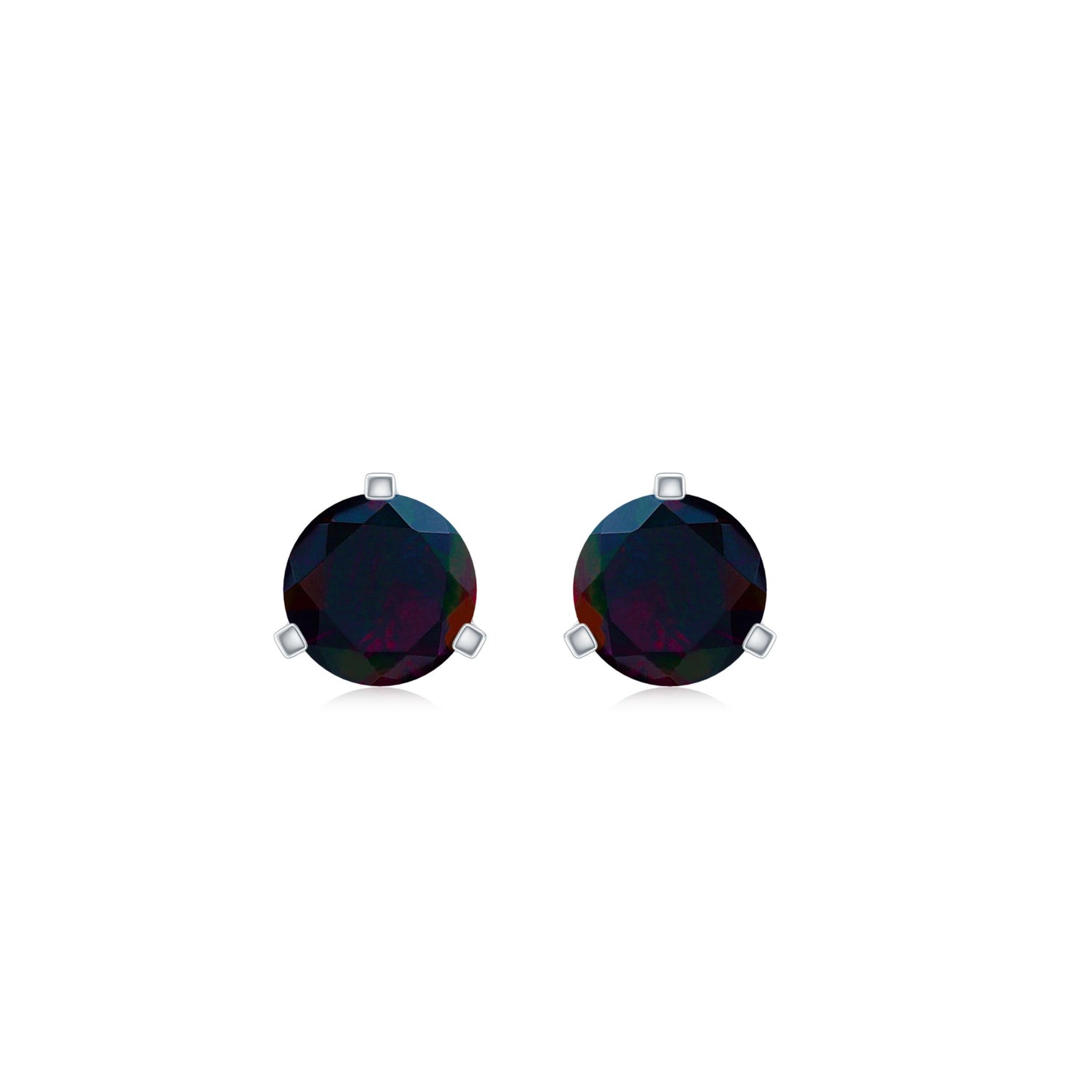 Solitaire Real Black Opal Martini Stud Earrings