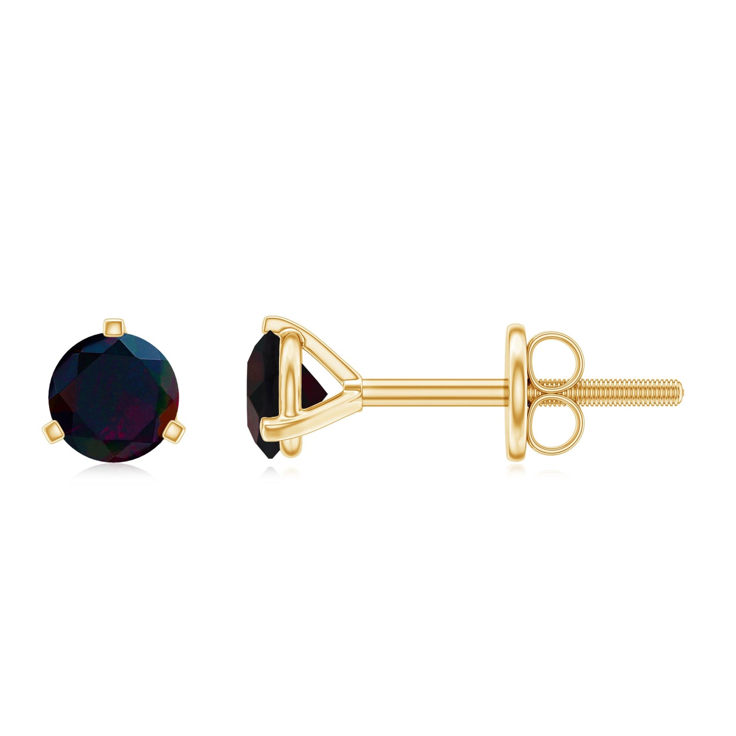 Solitaire Real Black Opal Martini Stud Earrings
