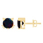 Solitaire Black Opal Cat Stud Earrings with Screw Back