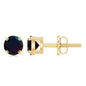 0.9 Carat Natural Black Opal Solitaire Stud Earrings with Screw Back