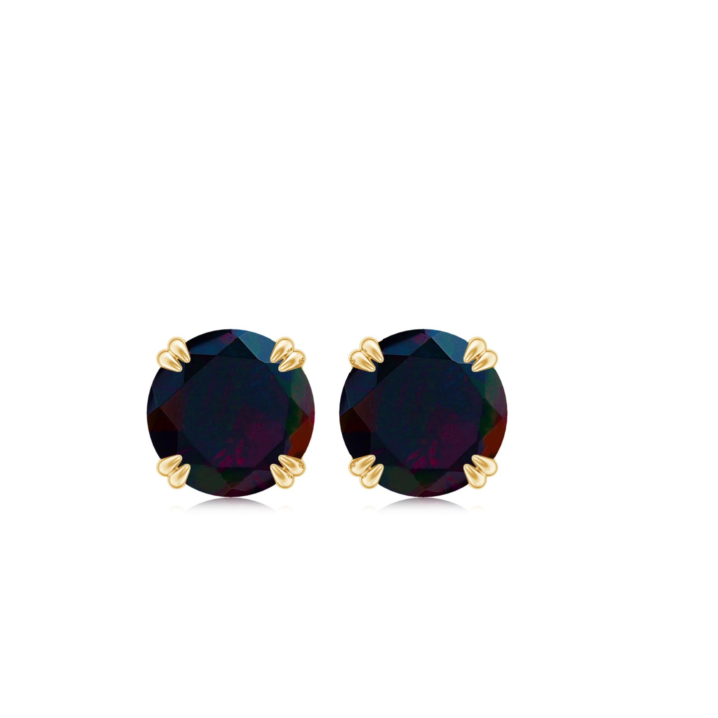 0.9 Carat Natural Black Opal Solitaire Stud Earrings with Screw Back