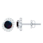 Natural Black Opal Stud Earrings with Diamond
