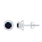 0.9 Carat Round Shape Black Opal Solitaire Floral Stud Earrings