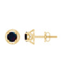 0.9 Carat Round Shape Black Opal Solitaire Floral Stud Earrings