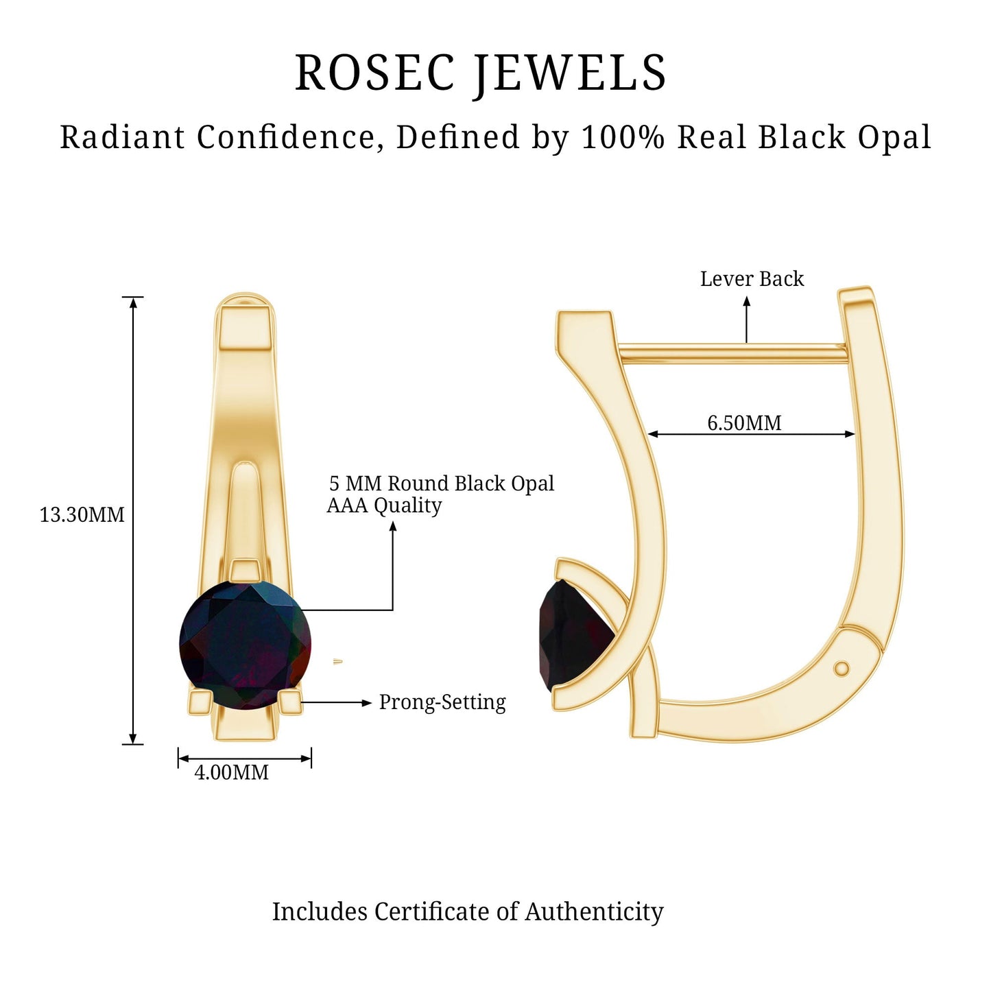 0.9 Carat Round Cut Black Opal J Hoop Earrings for Women