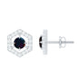 0.9 Carat Black Opal and Diamond Geometric Stud Earrings