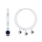Three Stone Genuine Black Opal Hoop Drop Earrings with Certificate