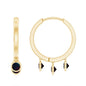 Three Stone Genuine Black Opal Hoop Drop Earrings with Certificate