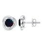 Natural Black Opal Solitaire Swirl Stud Earrings