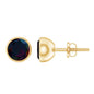 Bezel Set 1.6 Carat Black Opal Stud Earrings with Certificate