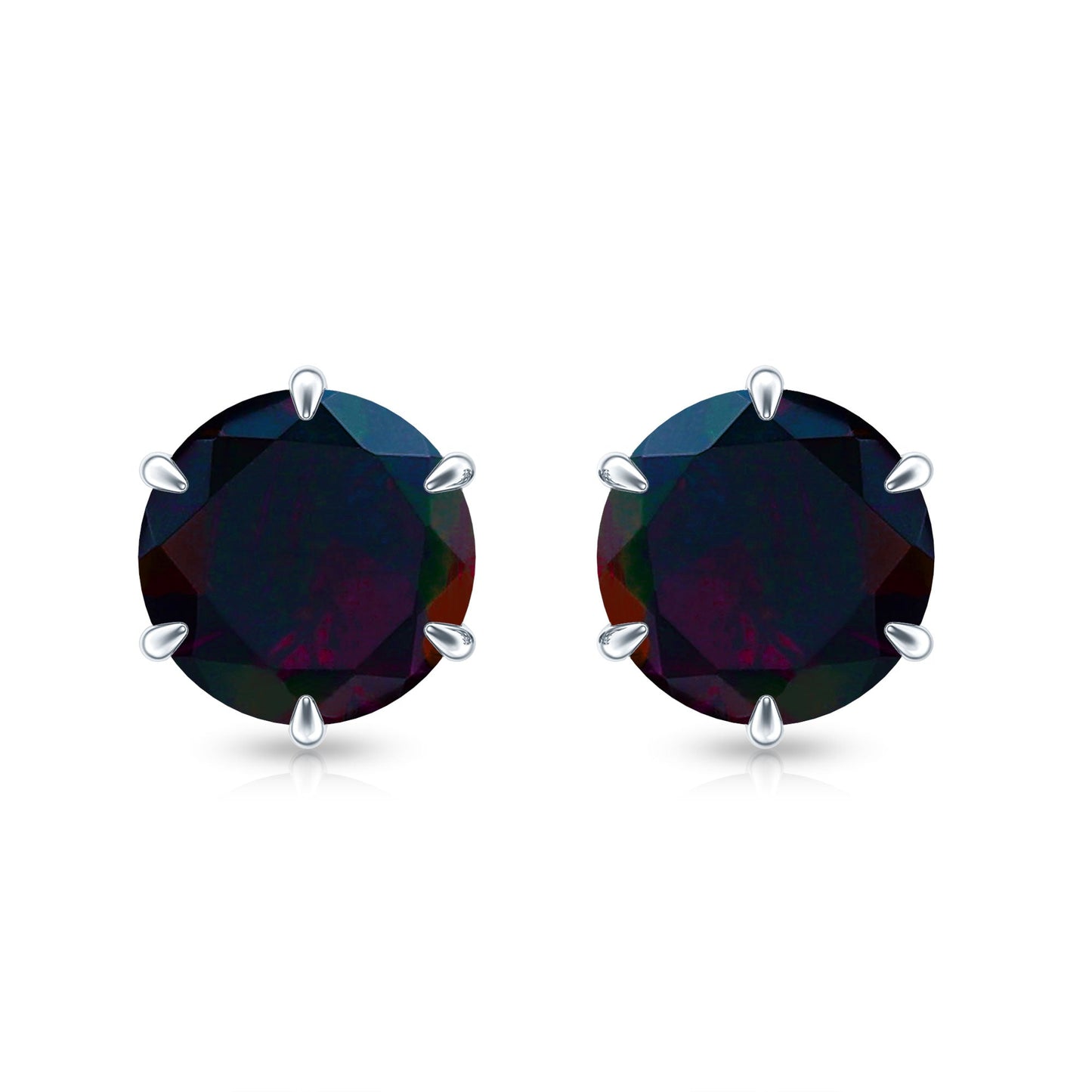 1.6 Carat Claw Set Black Opal Solitaire Stud earrings