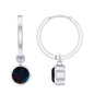 Natural Bezel Set Black Opal Dangle Hoop Earrings For Women