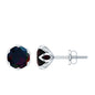 1.6 Carat Round Shape Black Opal Solitaire Stud Earrings