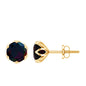 1.6 Carat Round Shape Black Opal Solitaire Stud Earrings