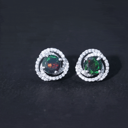 1.6 Carat Black Opal Swirl Stud Earrings with Certificate