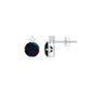 Round Black Opal Solitaire Stud Earrings with Dainty Moissanite