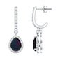 Natural 2 Carat Black Opal Teardrop Earrings with Moissanite