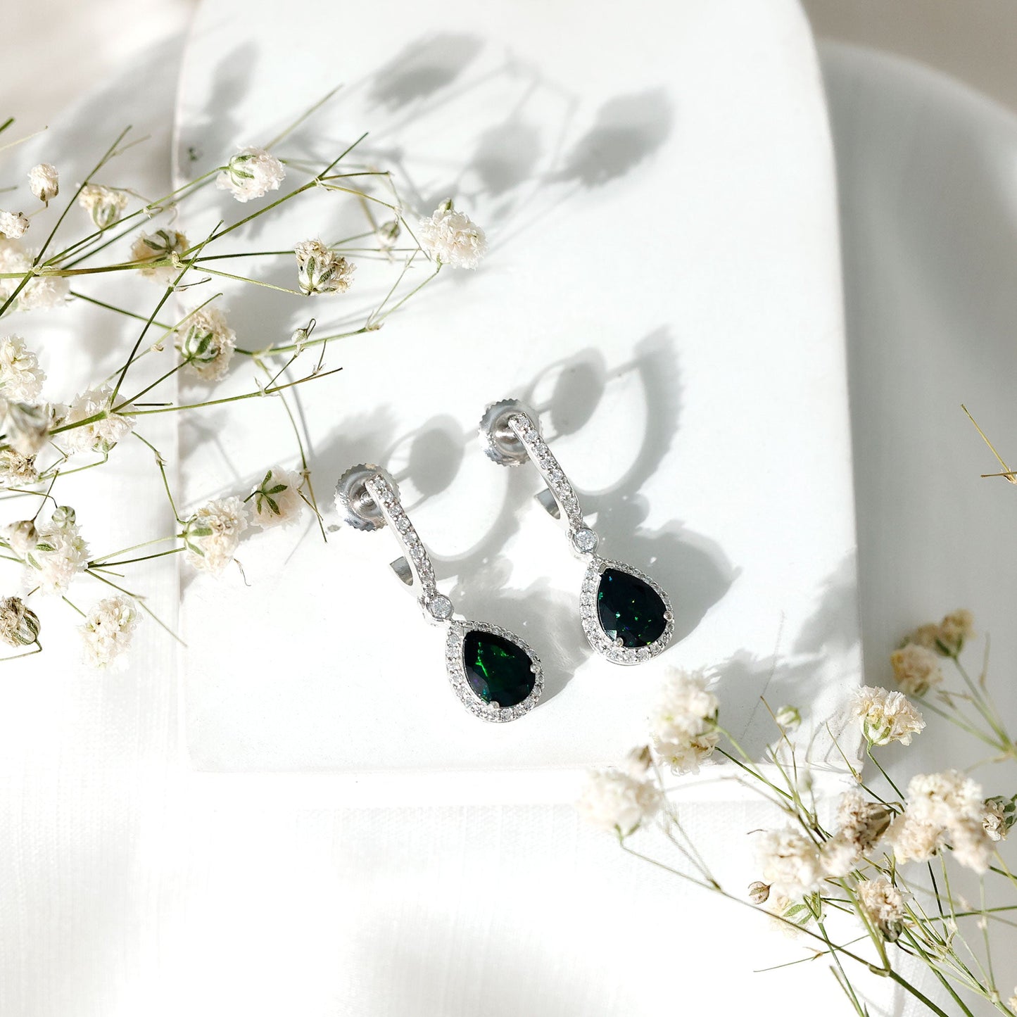 Natural 2 Carat Black Opal Teardrop Earrings with Moissanite