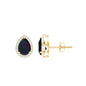 Classic Pear Cut Black Opal and Moissanite Halo Stud Earrings