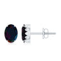 1.8 Carat Oval Black Opal Solitaire Stud Earrings with Diamond
