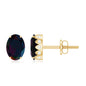 1.8 Carat Oval Black Opal Solitaire Stud Earrings with Diamond