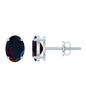 1.8 Carat Real Black Opal Solitaire Stud Earrings in 4 Prong Setting