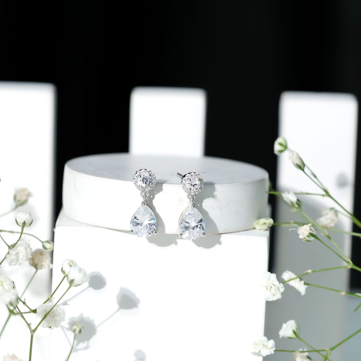 Certified 7X9 MM Zirconia Pear Drop Earrings for Wedding