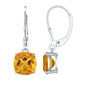 4.4 Carat Cushion Cut Citrine Solitaire Drop Earrings