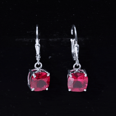 4 Carat Cushion Cut Lab Grown Ruby Hoop Earrings for Women