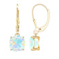 Cushion Cut Solitaire Ethiopian Opal Drop Earrings