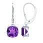 Natural 4.2 Carat Cushion Cut Amethyst Drop Earrings with Lever Back