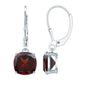 6.4 Carat Cushion Cut Garnet Solitaire Drop Earrings with Lever Back
