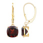 6.4 Carat Cushion Cut Garnet Solitaire Drop Earrings with Lever Back