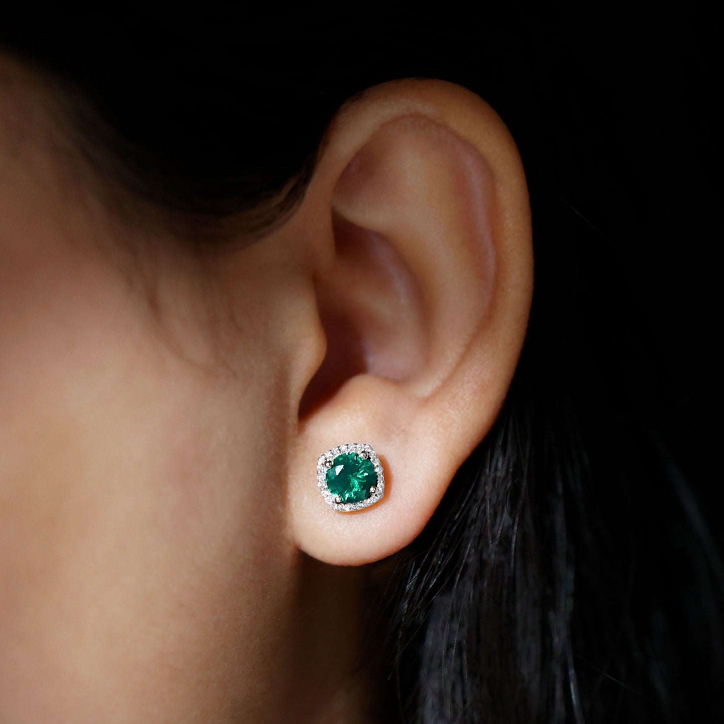 1.6 Carat Lab Grown Emerald Stud Earrings with Certificate