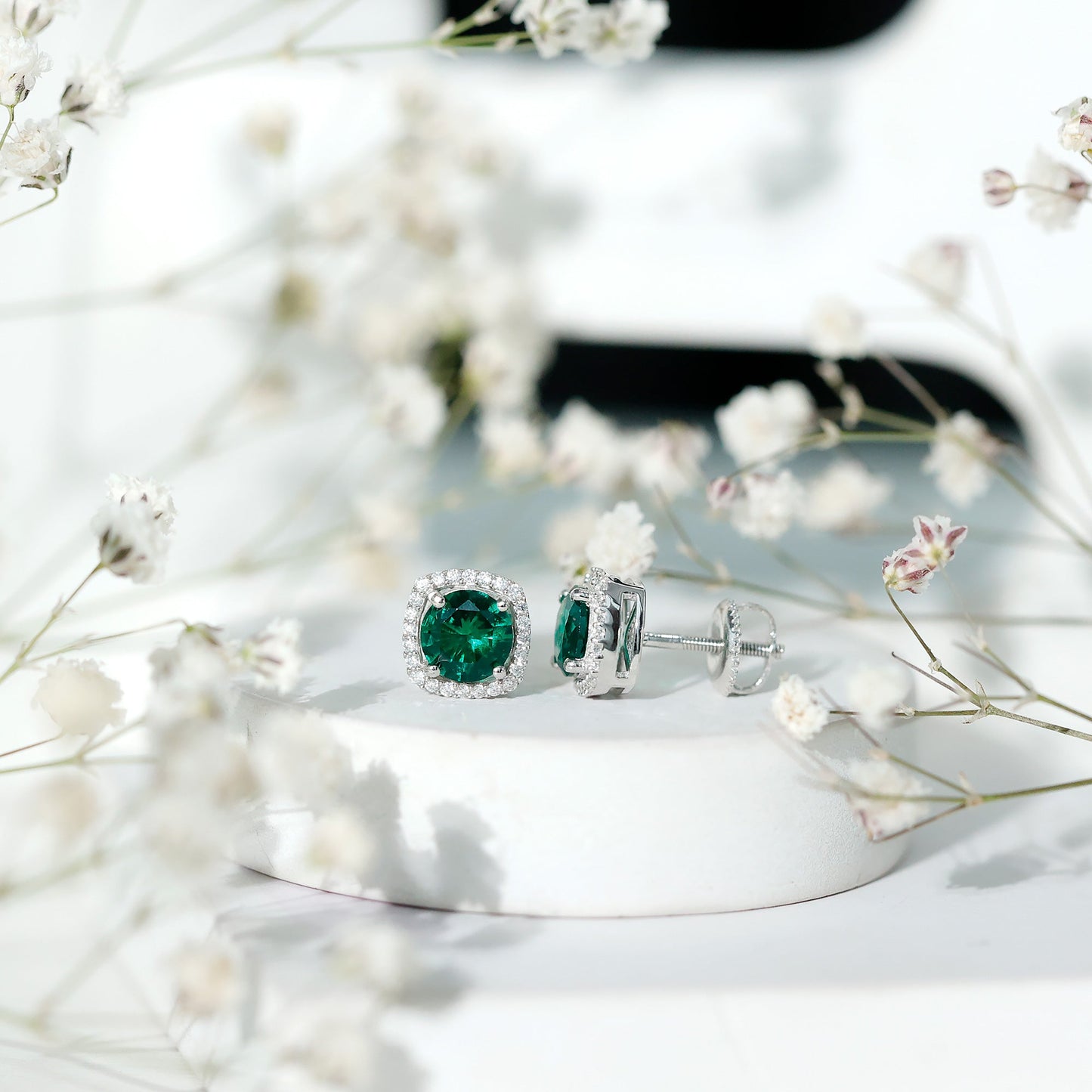 1.6 Carat Lab Grown Emerald Stud Earrings with Certificate