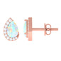 1.4 CT Ethiopian Opal Teardrop Stud Earrings with Diamond