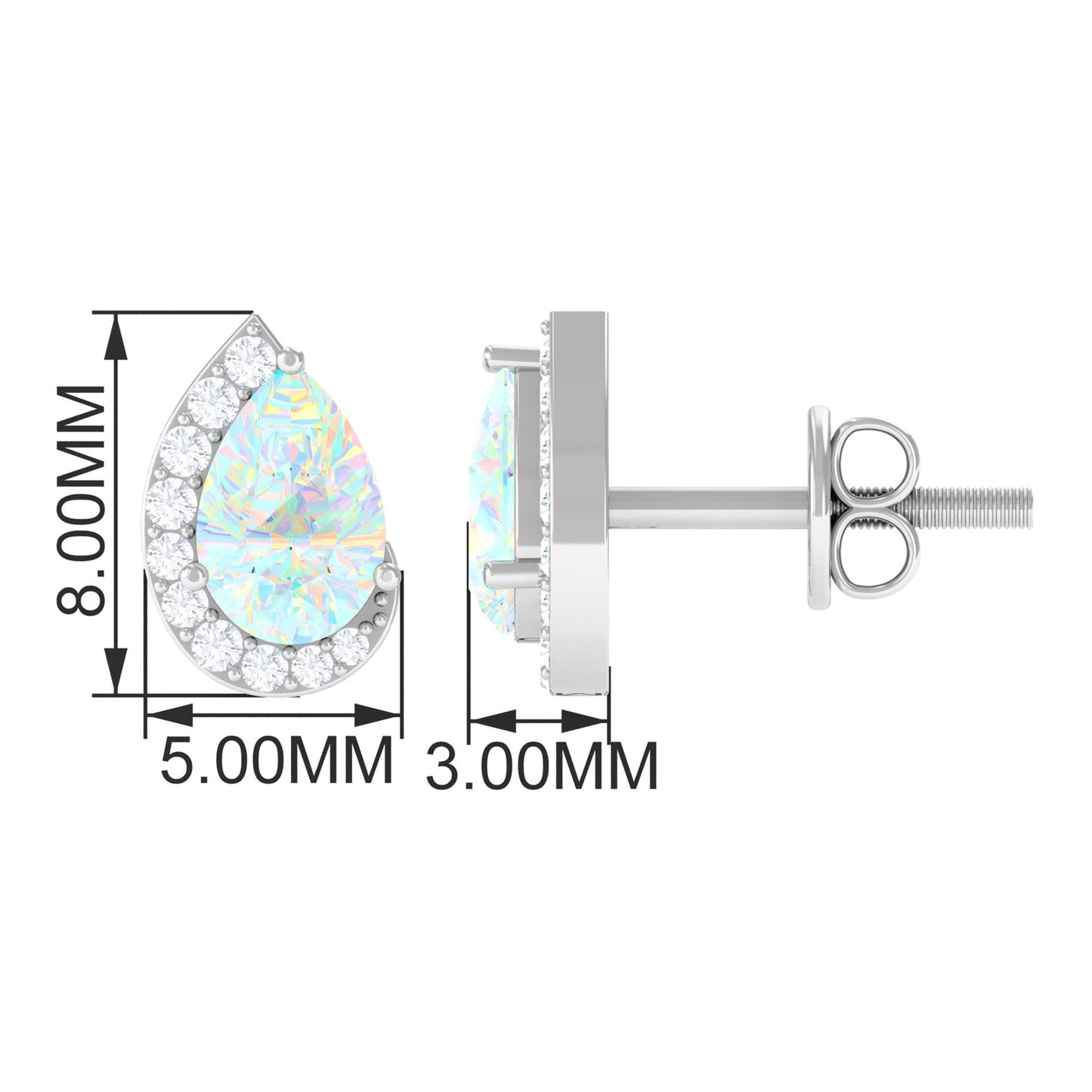 1.4 CT Ethiopian Opal Teardrop Stud Earrings with Diamond