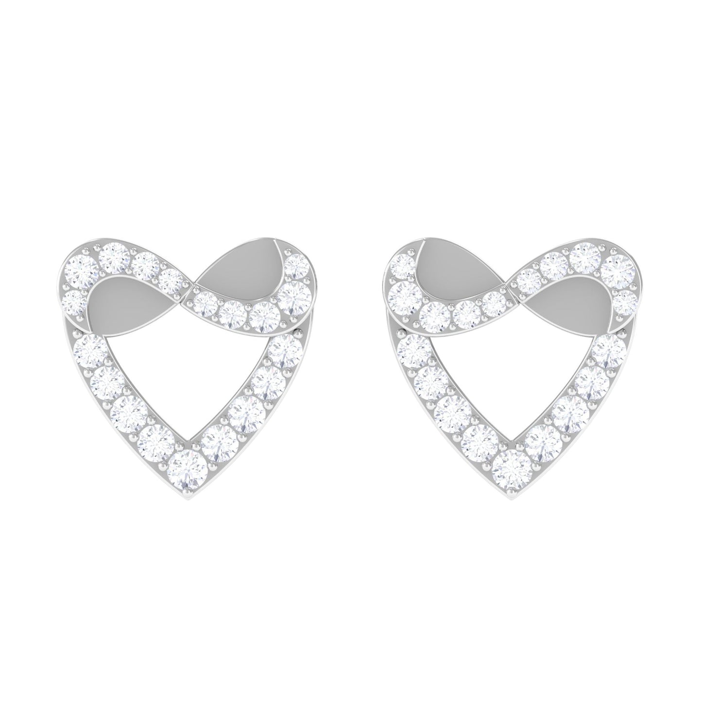 Round Diamond Infinity Heart Stud Earrings