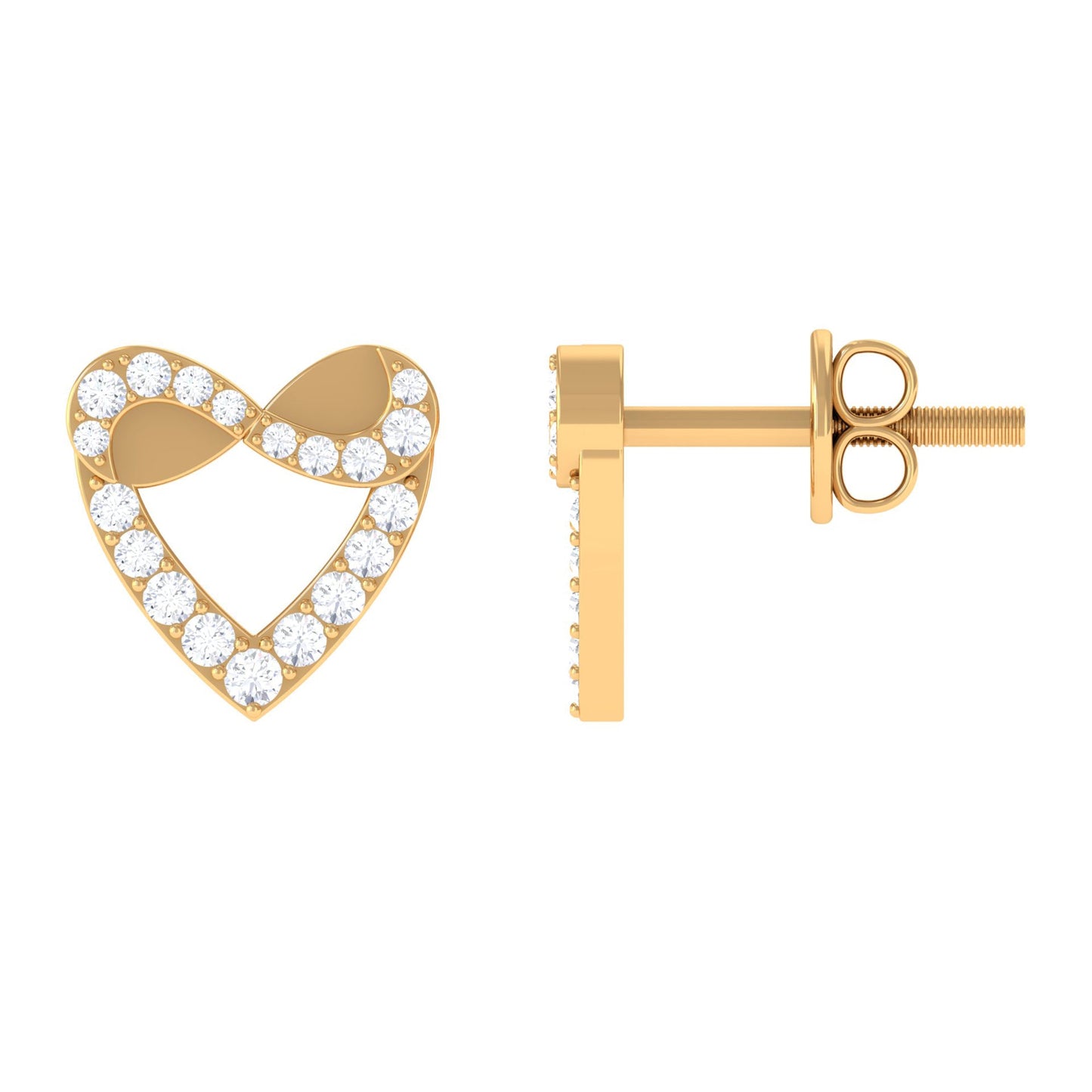 Round Diamond Infinity Heart Stud Earrings