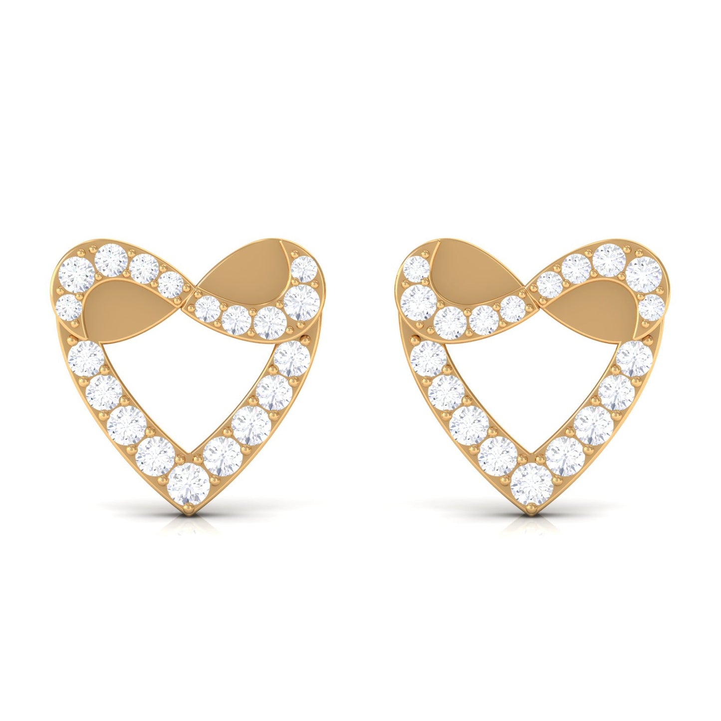 Round Diamond Infinity Heart Stud Earrings