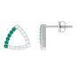 Emerald and Diamond Open Triangle Stud Earrings