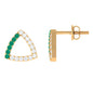 Emerald and Diamond Open Triangle Stud Earrings