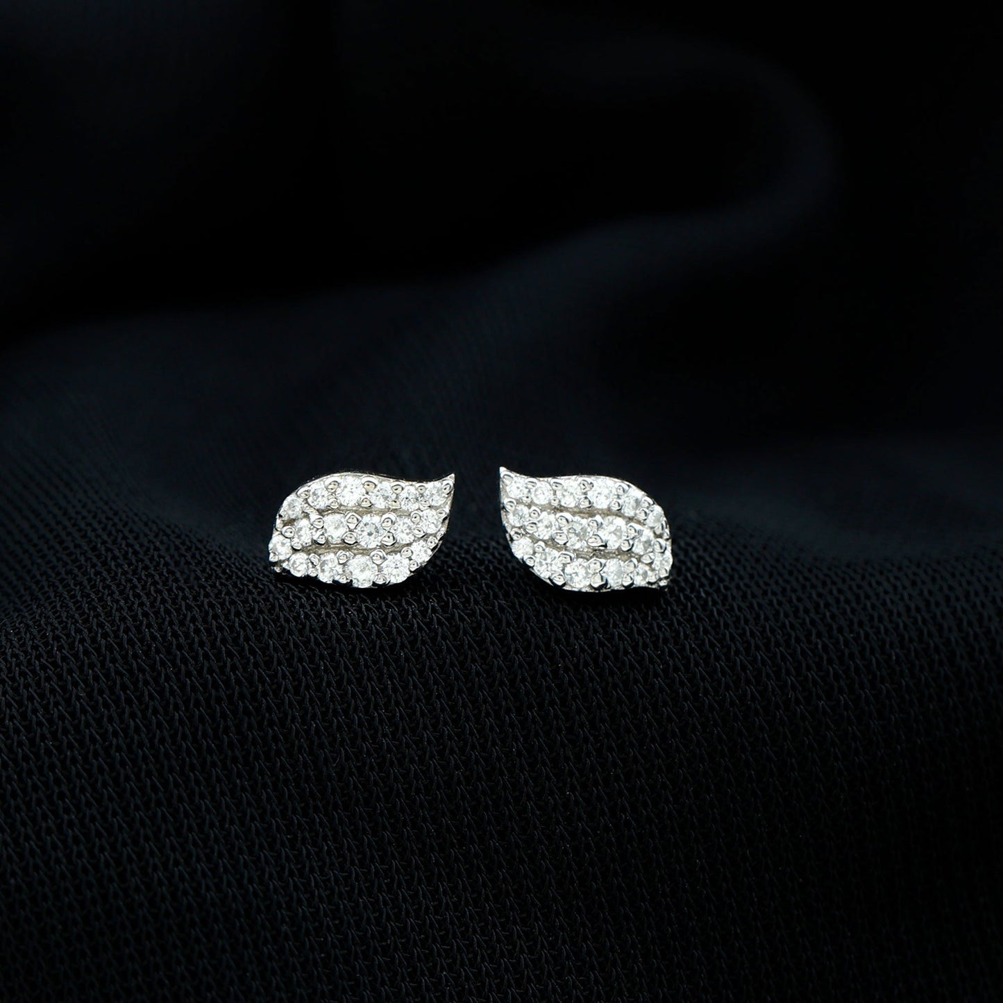 Nature Inspired Diamond Leaf Stud Earrings