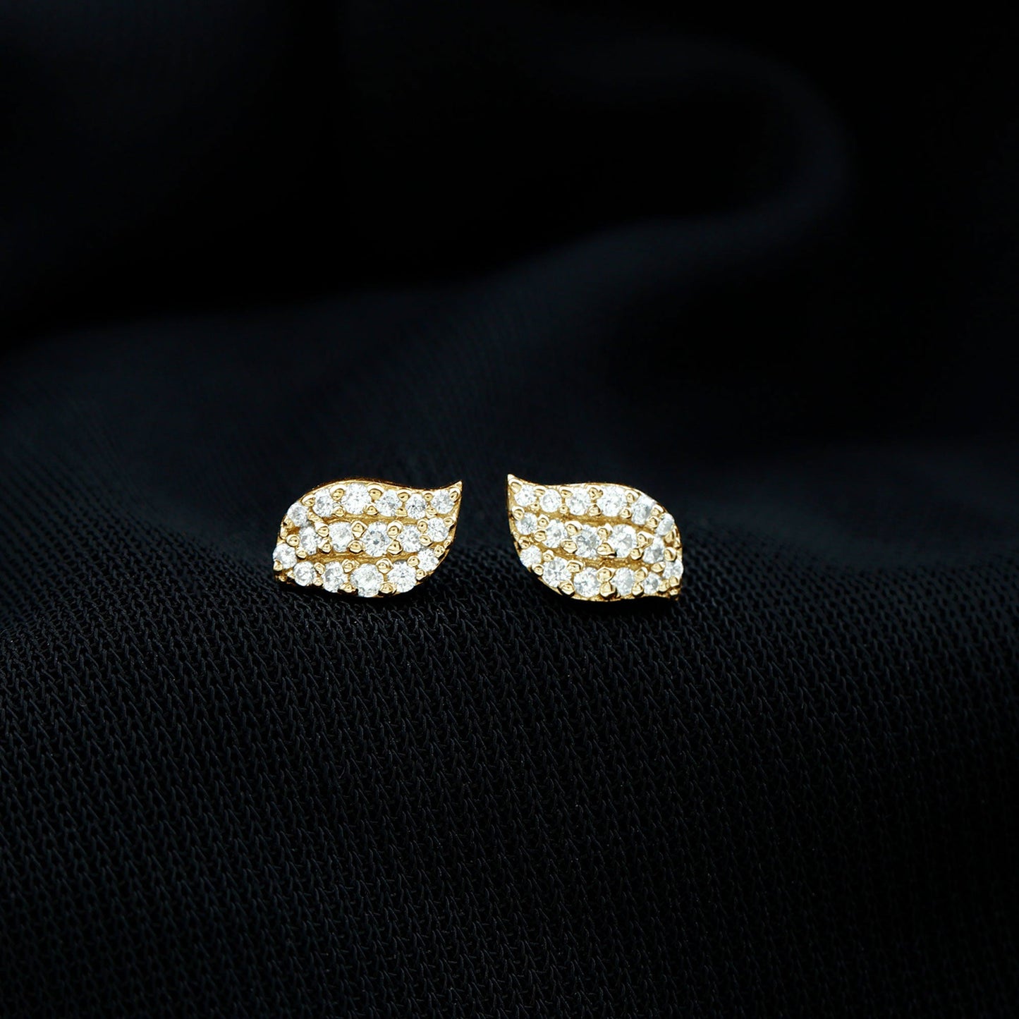 Nature Inspired Diamond Leaf Stud Earrings