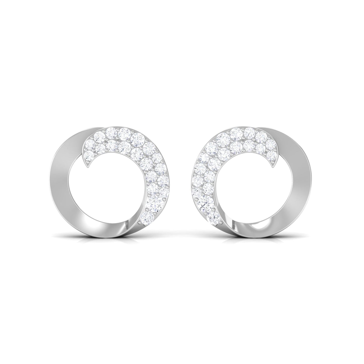Certified Natural Diamond Circle Earrings with Screw Back