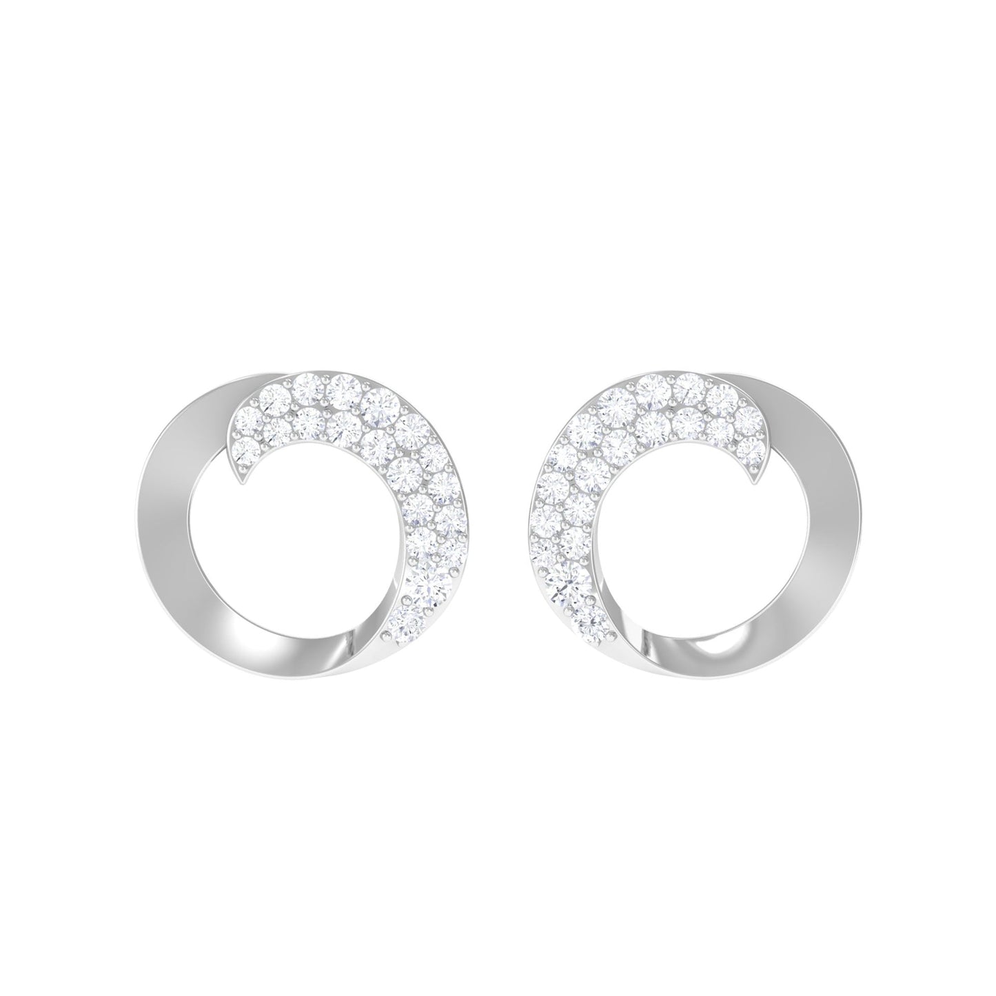 Certified Natural Diamond Circle Earrings with Screw Back